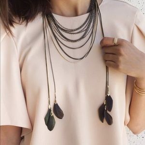 Stella&Dot Layered Feather Necklace, brand new
